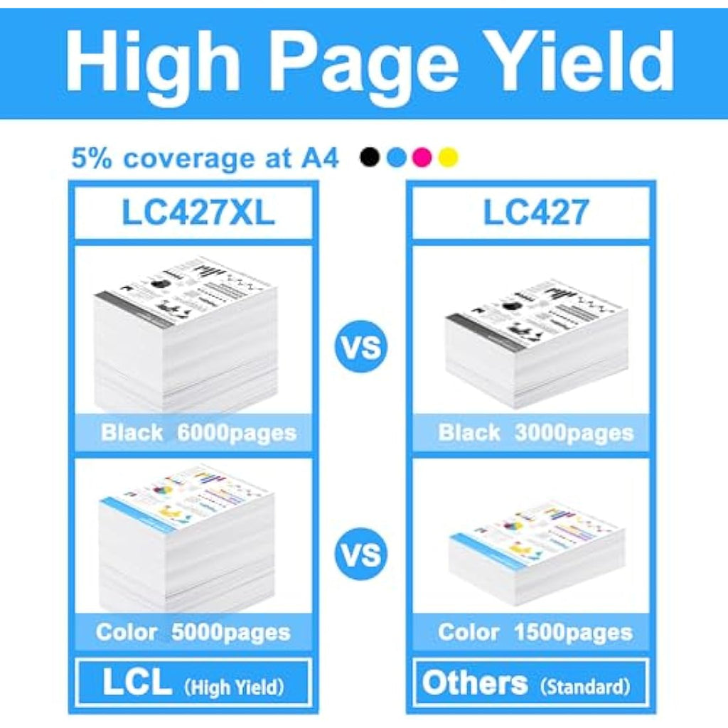 LCL LC-427XL Black High Capacity Ink Cartridges for Brother (2-Pack)