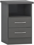 Seconique Nevada 2 Drawer Bedside Table - 3D Effect Grey Nightstand