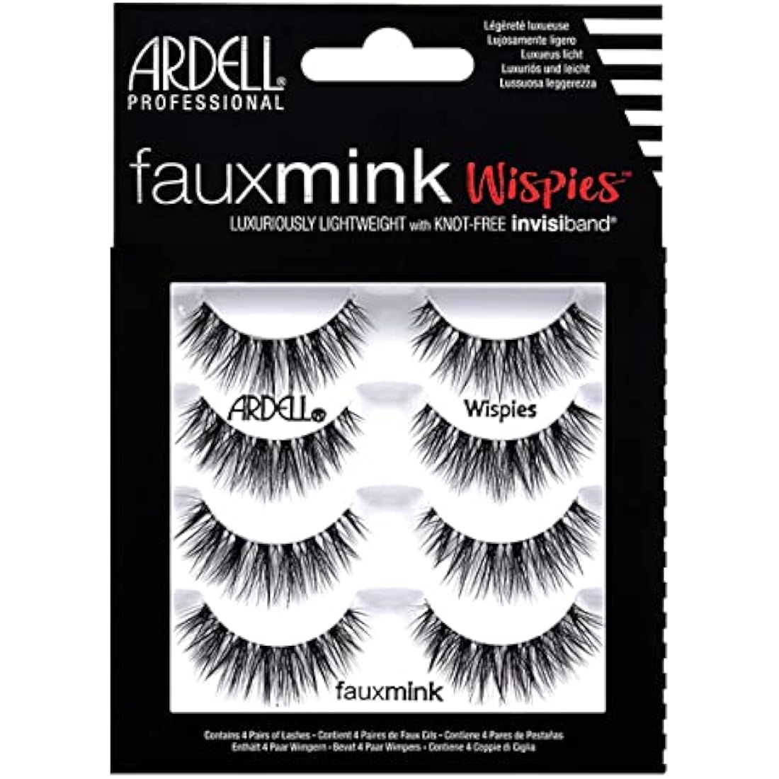 Ardell Faux Mink Wispies False Lashes - Knot-Free Invisiband 4 Pack