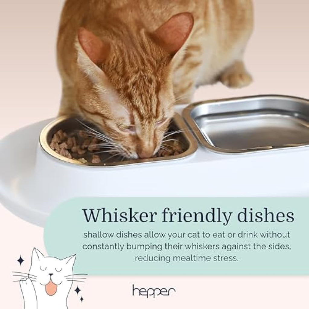 Hepper NomNom – Elevated Stainless Steel Cat Bowls | Spill Proof Tray