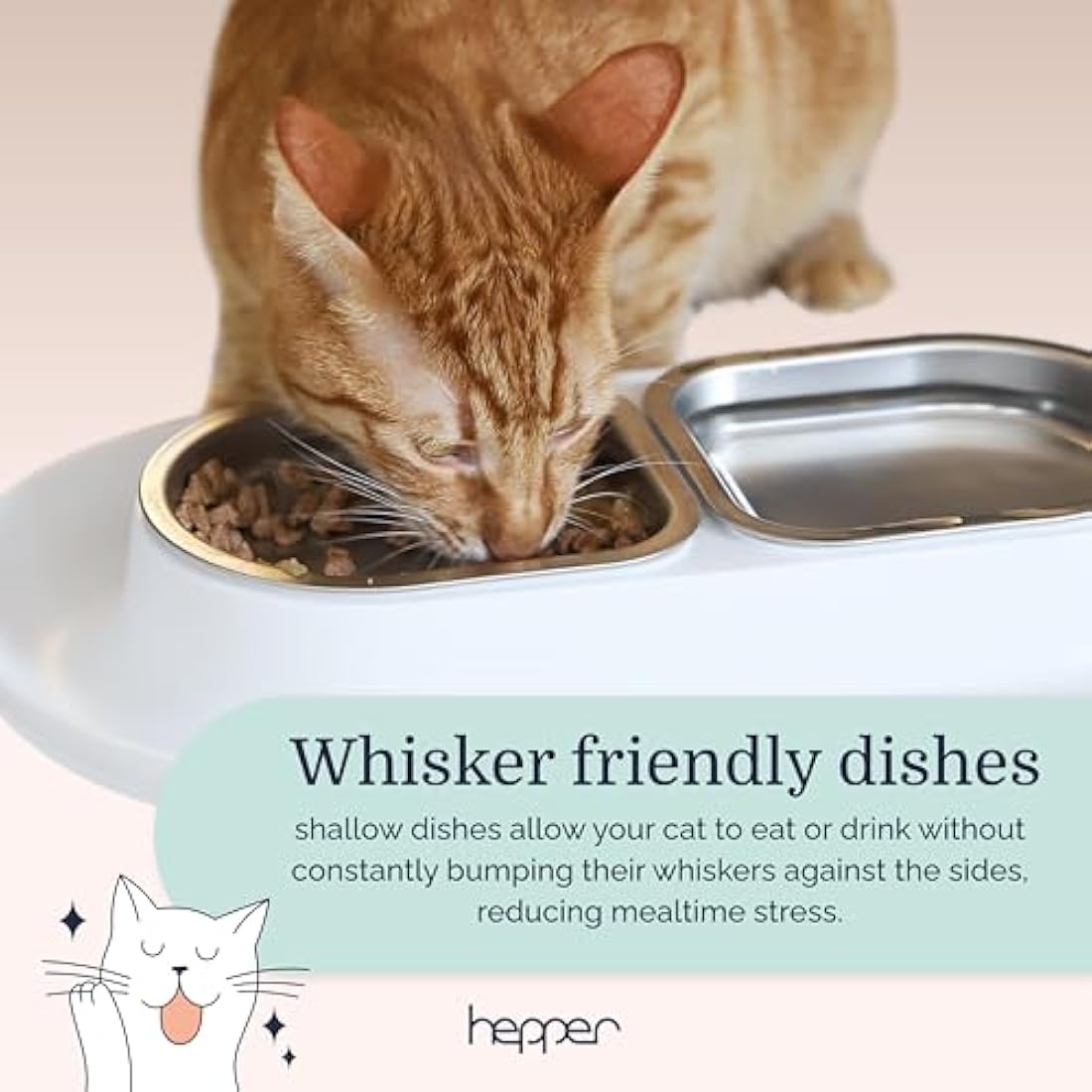Hepper NomNom – Elevated Stainless Steel Cat Bowls | Spill Proof Tray