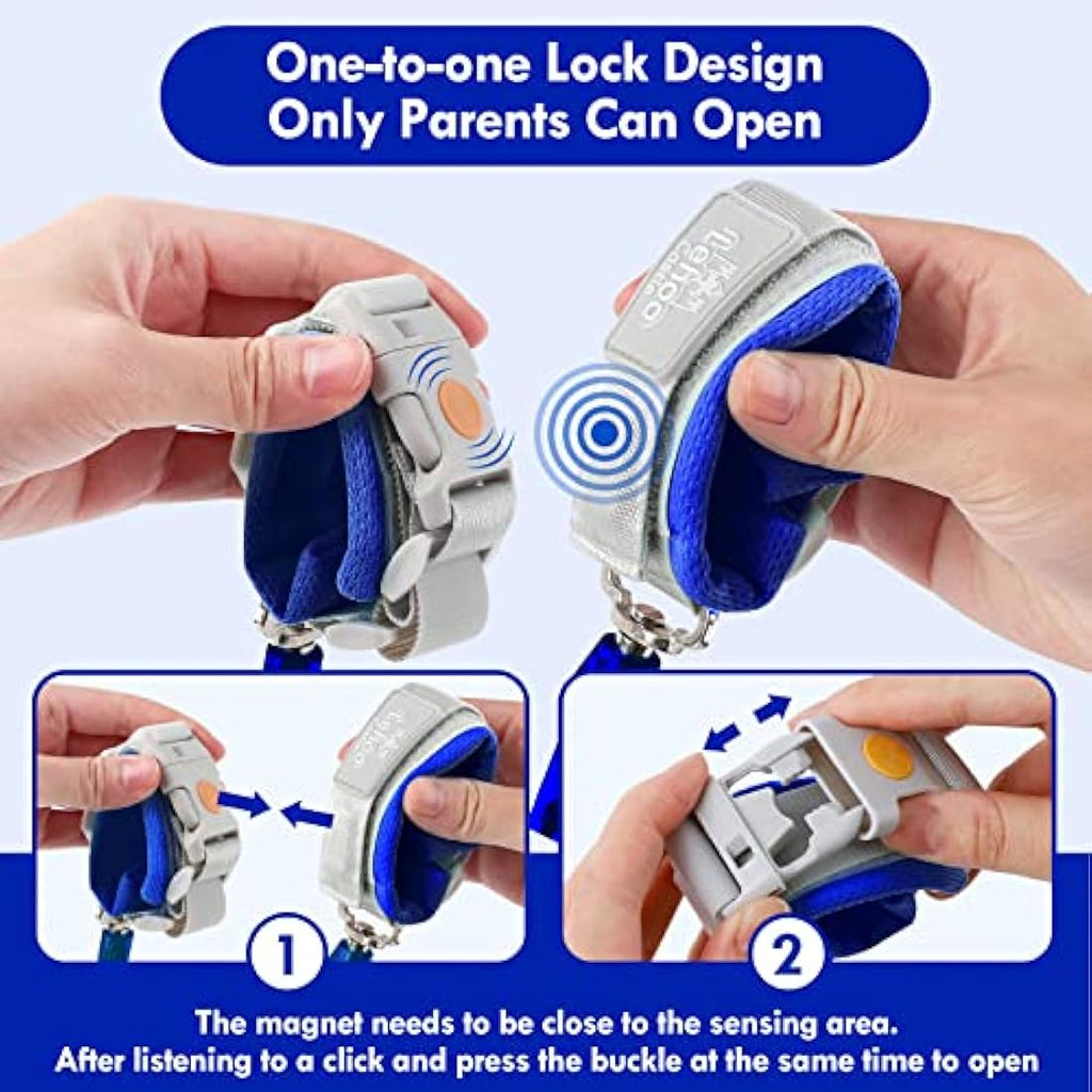 Lehoo Castle Toddler Reins | Anti Lost Wrist Link with Lock - Dark Blue