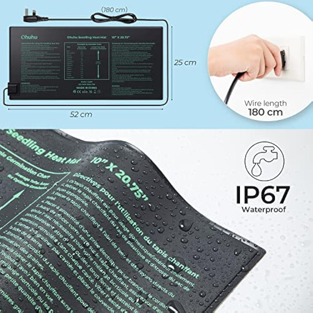 Ohuhu Seedling Heat Mat 2-Pack | IP67 Waterproof Plant Heating Pad