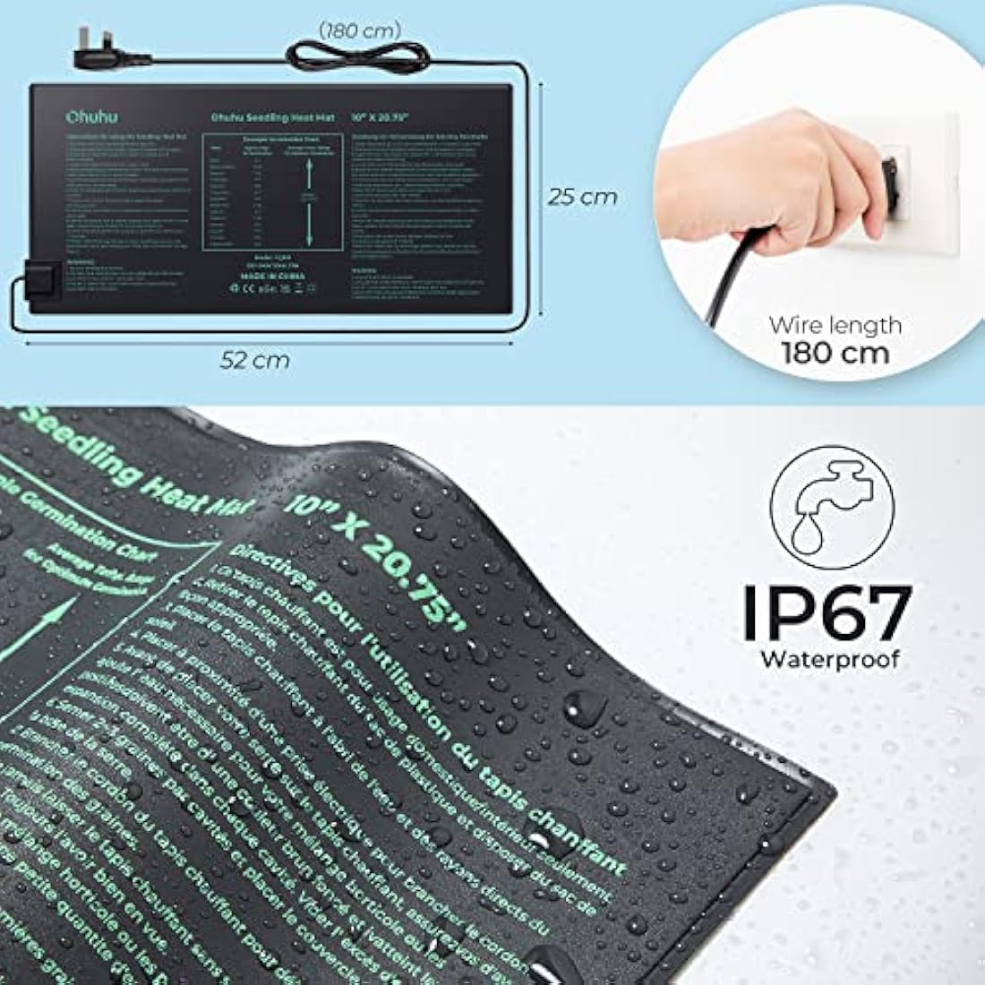Ohuhu Seedling Heat Mat 2-Pack | IP67 Waterproof Plant Heating Pad