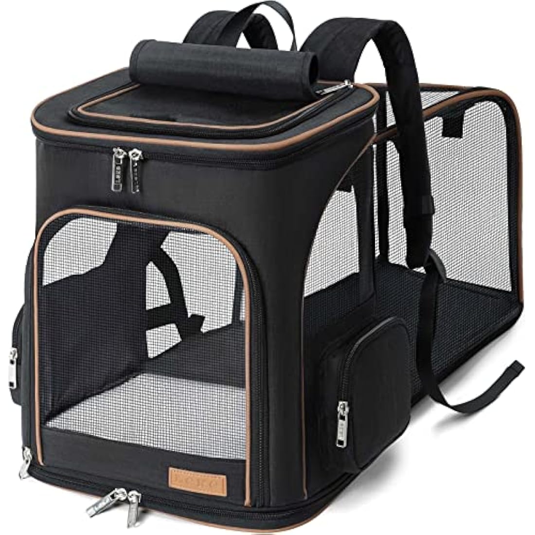 Lekesky Expandable Cat Carrier Backpack | Breathable Pet Rucksack, Black