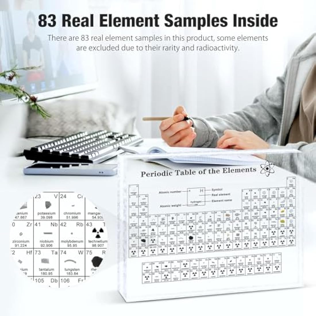 Jolof Store Periodic Table with 83 Real Elements – Acrylic Science Decor