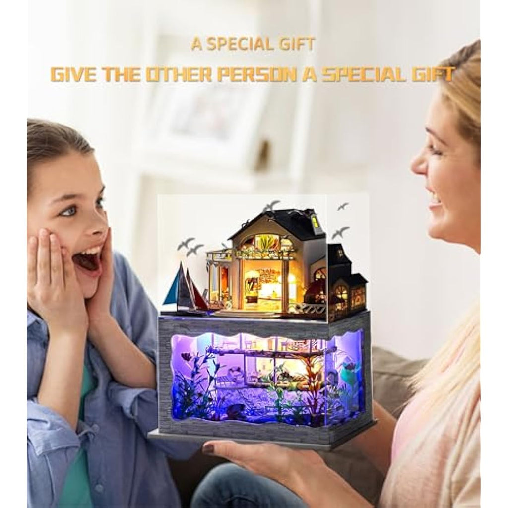 Spilay DIY Miniature House Kit: 1:24 Scale Wooden Dollhouse with Music Box