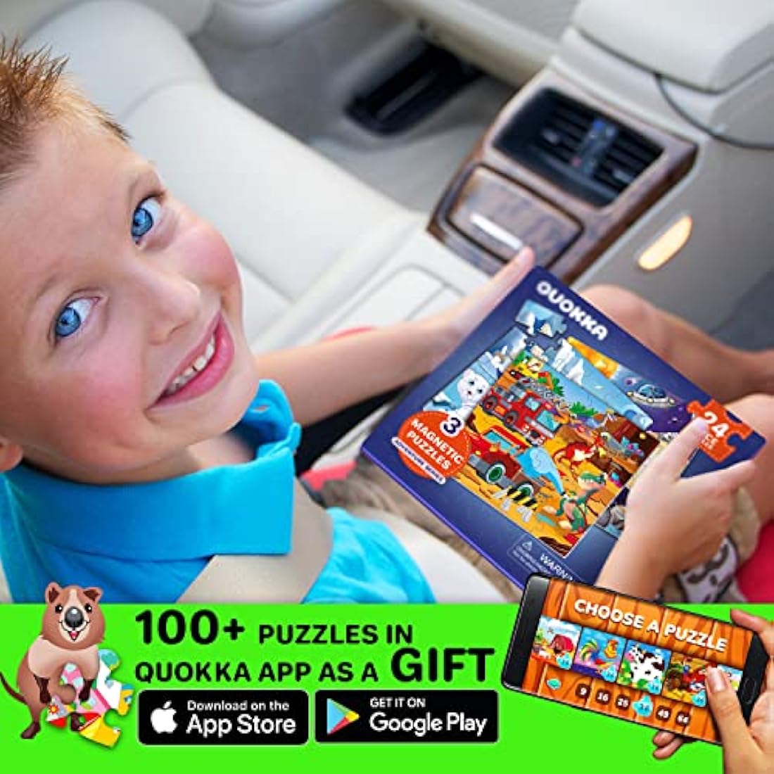 QUOKKA Magnetic Puzzles for Toddlers – 24 Piece Space & Dino Travel Toy