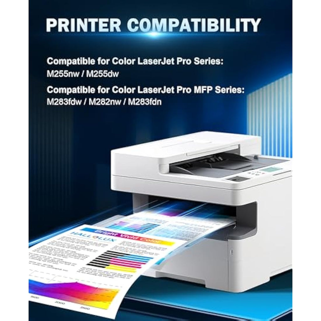 HALLOLUX 207A Toner Cartridges with Chip for HP Color LaserJet Pro | 4 Pack