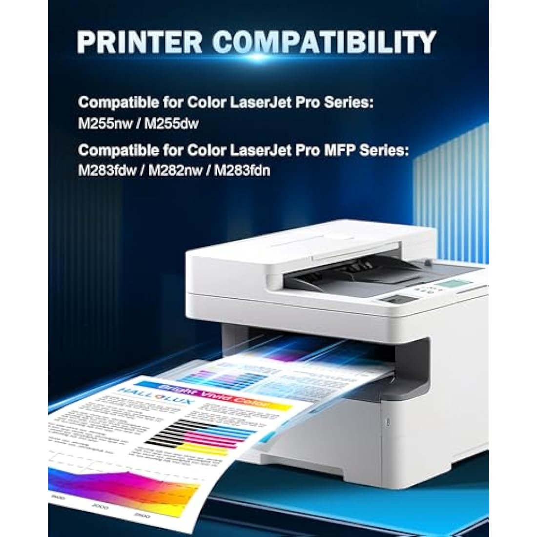 HALLOLUX 207A Toner Cartridges with Chip for HP Color LaserJet Pro | 4 Pack