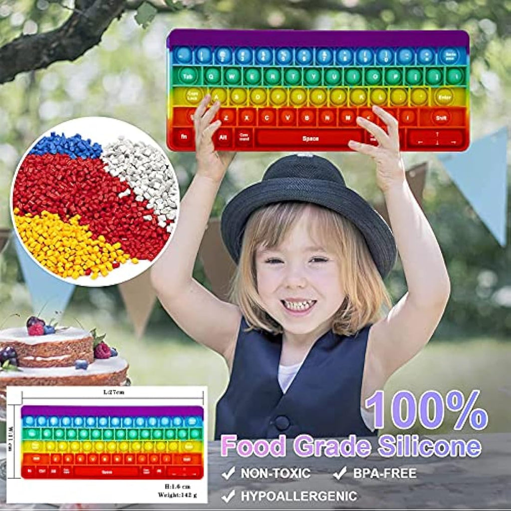 Rainbow Pop Keyboard Fidget Toy - Silicone Sensory Toy