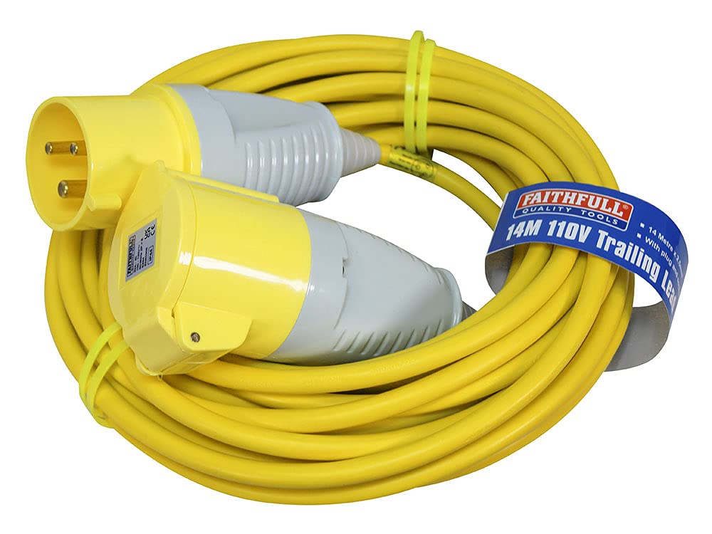Faithfull 110V 32A Heavy-Duty Trailing Extension Lead - 14m x 2.5mm