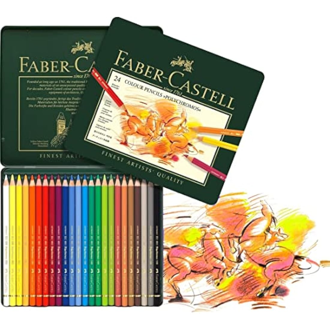 Faber-Castell Polychromos Colour Pencils | Tin of 24 Artist Pencils