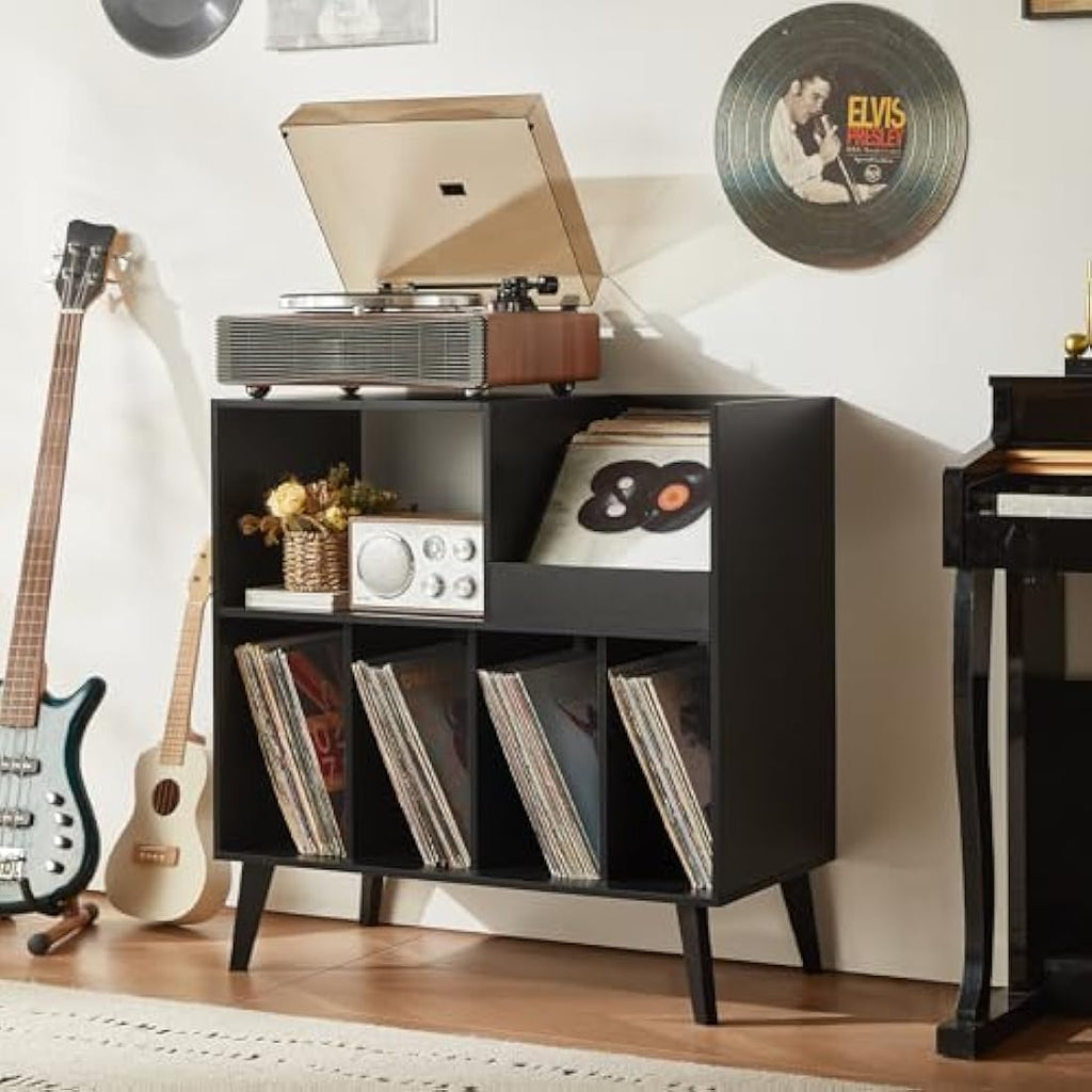 Jolof Store Large Wooden Vinyl Record Stand – 300 Album Storage Cabinet