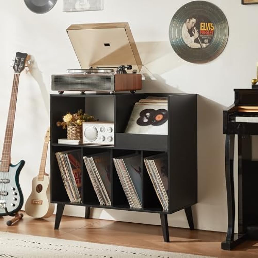 Jolof Store Large Wooden Vinyl Record Stand – 300 Album Storage Cabinet