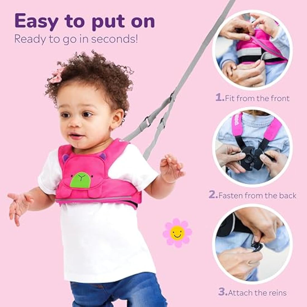Trunki ToddlePak Baby Walking Reins & Safety Harness – Betsy Bear Pink