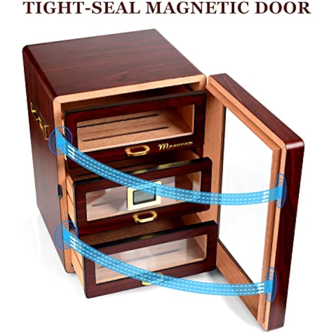 Marvero Cedar Wood Cigar Humidor Cabinet | 150 Count with Digital Hygrometer