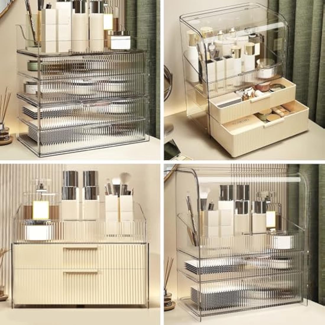 DASITON Clear Makeup Organizer | 2-Layer Dustproof Cosmetic Storage Box