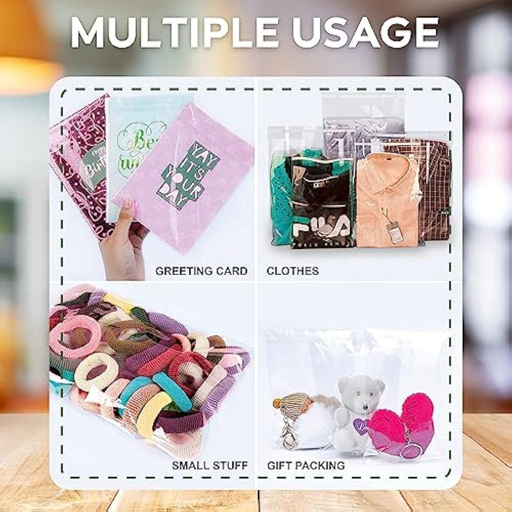 JeeJaan Clear Shirt Packaging Bags | 12x16 in Resealable Poly Bags - 100 Pcs