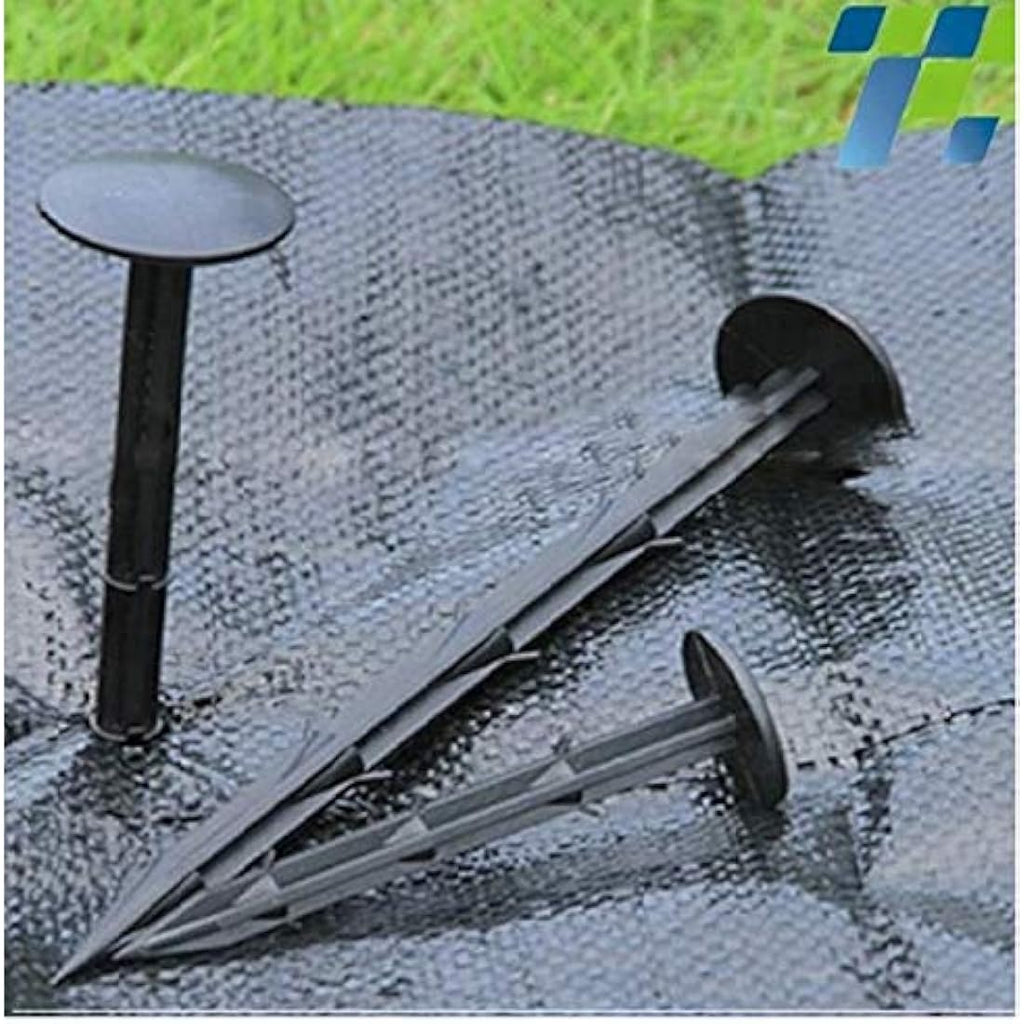 Ram 100 Pack Weed Fabric Garden Pegs | 6 Inch Black Plastic Anchors