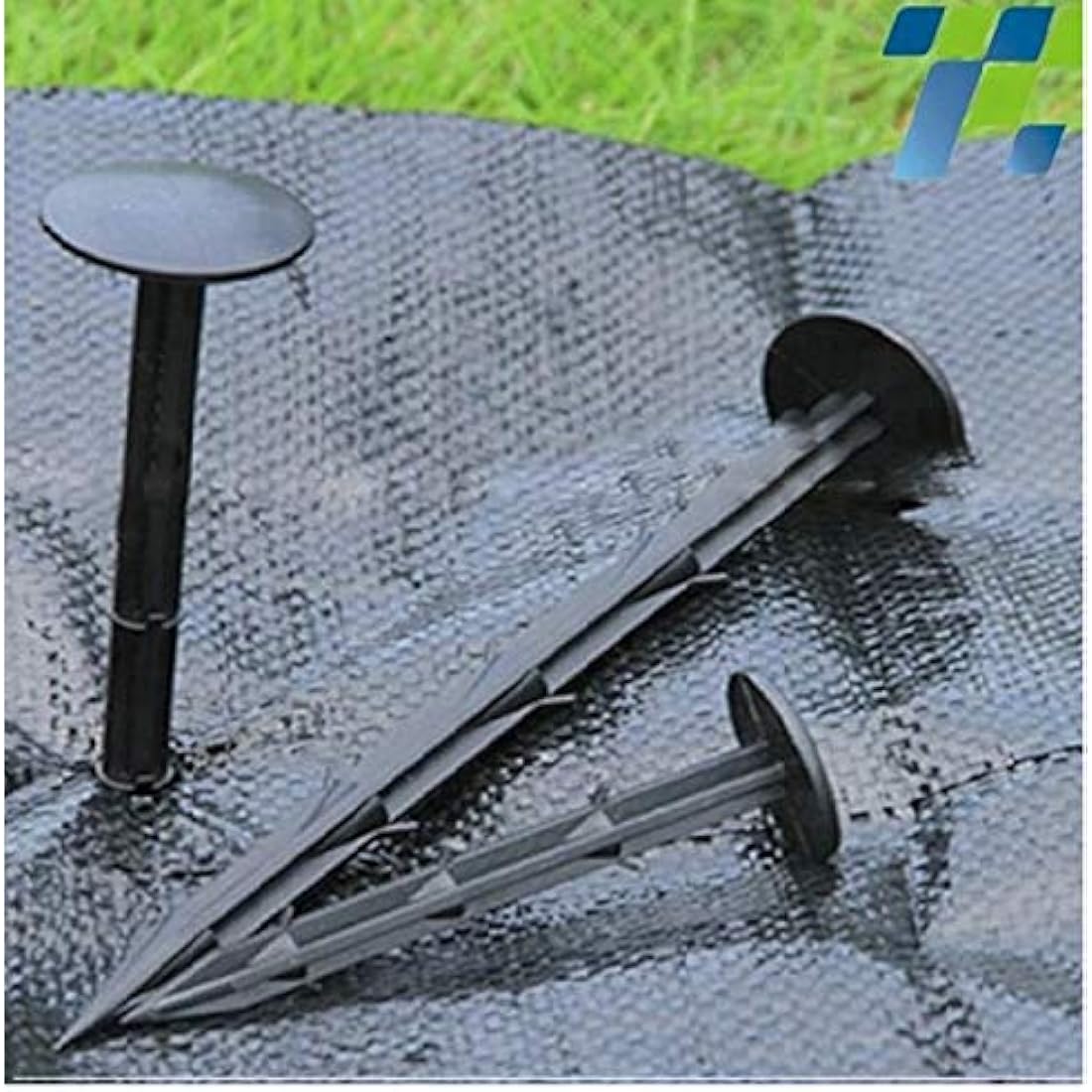 Ram 100 Pack Weed Fabric Garden Pegs | 6 Inch Black Plastic Anchors