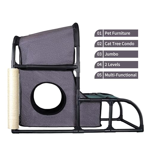Goetland Modern Cat Tree Condo – Large Pet Tower with Scratching Post