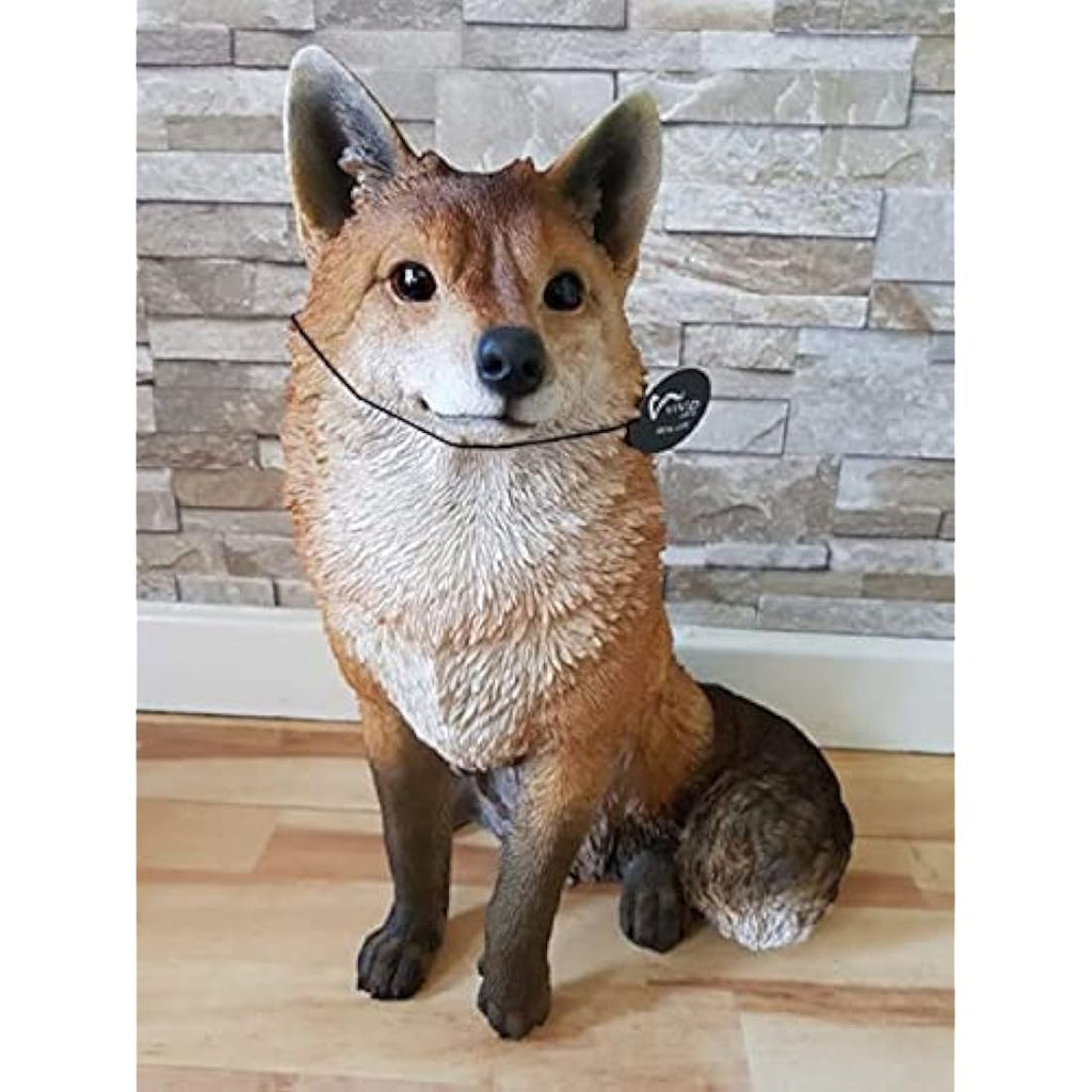 Vivid Arts Sitting Fox Garden Ornament – Frost Resistant Resin Statue