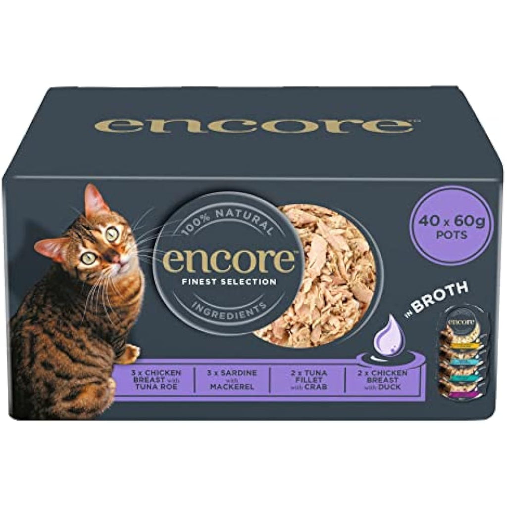 Encore Natural Wet Cat Food Multipack – Fish & Chicken in Broth (40 x 60g)