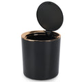 Desk Bin with Lid, Mini Table Trash Can,15 * 14.5cm Portable Small Dustbin for Bathroom Living Room Kitchen Car Dressing Table Black