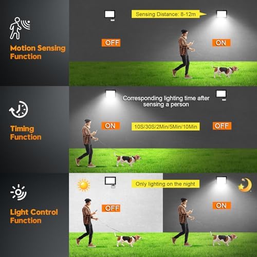 150W LED Security Lights with Motion Sensor & Remote – 2 Pack