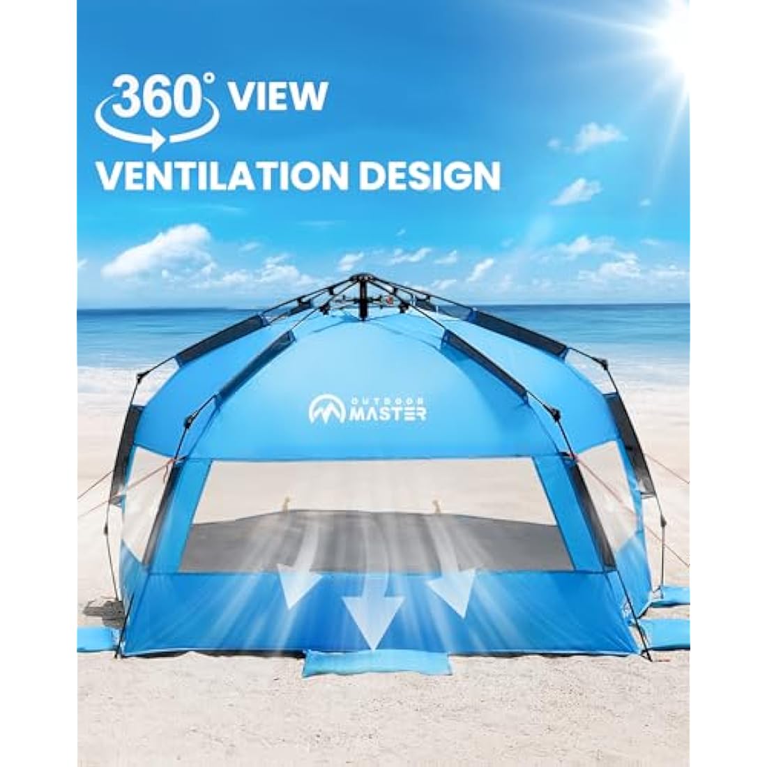 OutdoorMaster Pop Up Beach Tent – XL 4-Person UPF 50+ Sun Shelter