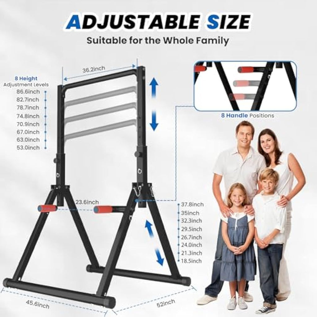 DOBESTS Foldable Power Tower Dip Station - 700 LBS Adjustable Pull Up Bar
