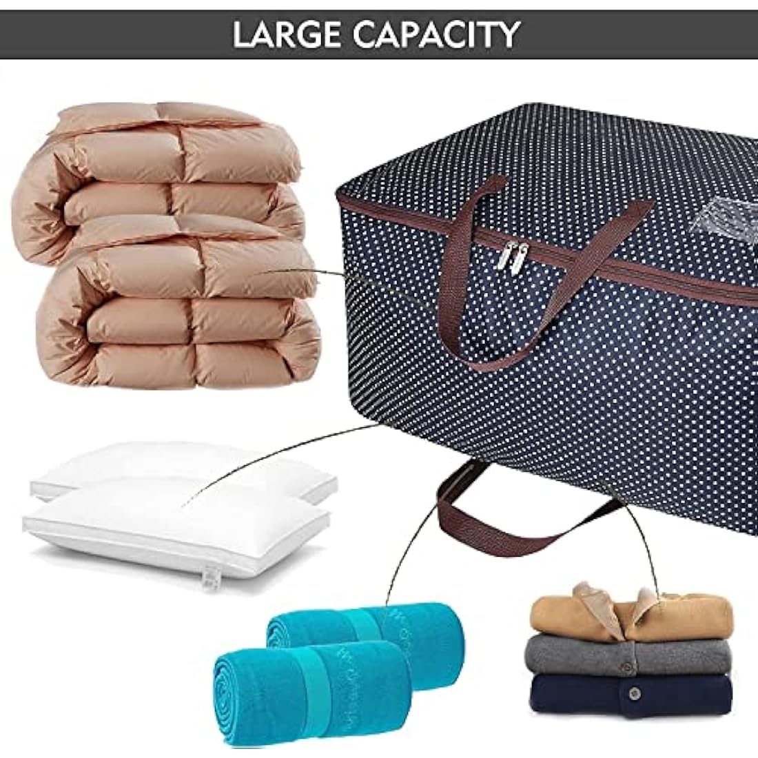DOKEHOM 105L Large Fabric Storage Bags | 3-Pack Moistureproof Organizers