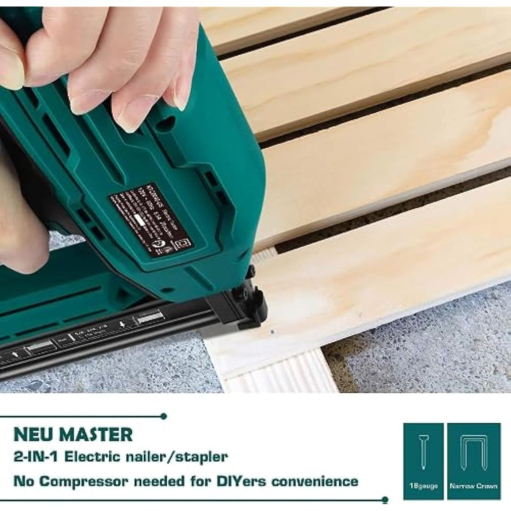 NEU MASTER 2-in-1 Electric Brad Nailer & Staple Gun for DIY Woodworking
