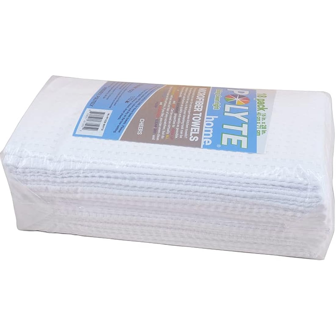 Polyte Microfiber Kitchen Dish Towels - Waffle Weave White, 18 Pack