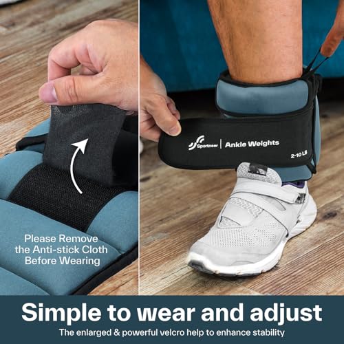 Sportneer Adjustable Ankle Weights – 1.8 to 9kg Pair for Legs and Arms