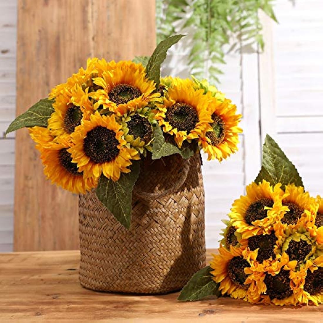 Laelfe 60cm Large Artificial Silk Sunflowers - 6 Pcs Long Stem Faux Decor