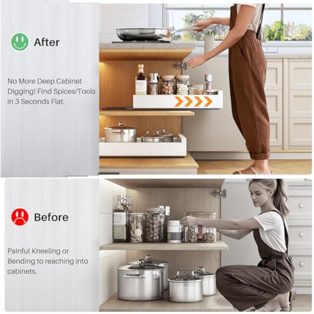 SAYZH Pull Out Cabinet Organiser | No-Drill Slide Out Drawer - White