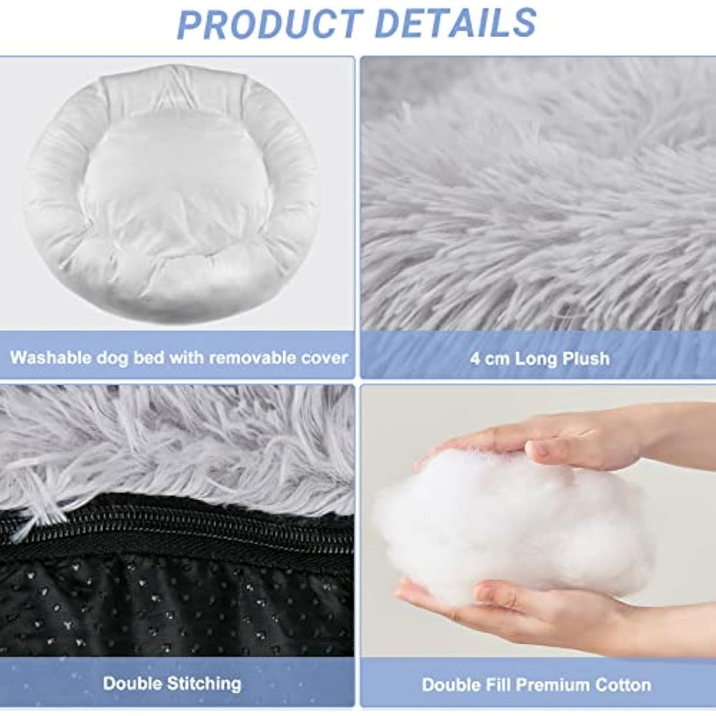 Moistu Calming Donut Dog Bed | Washable Orthopedic Plush Pet Bed - XL