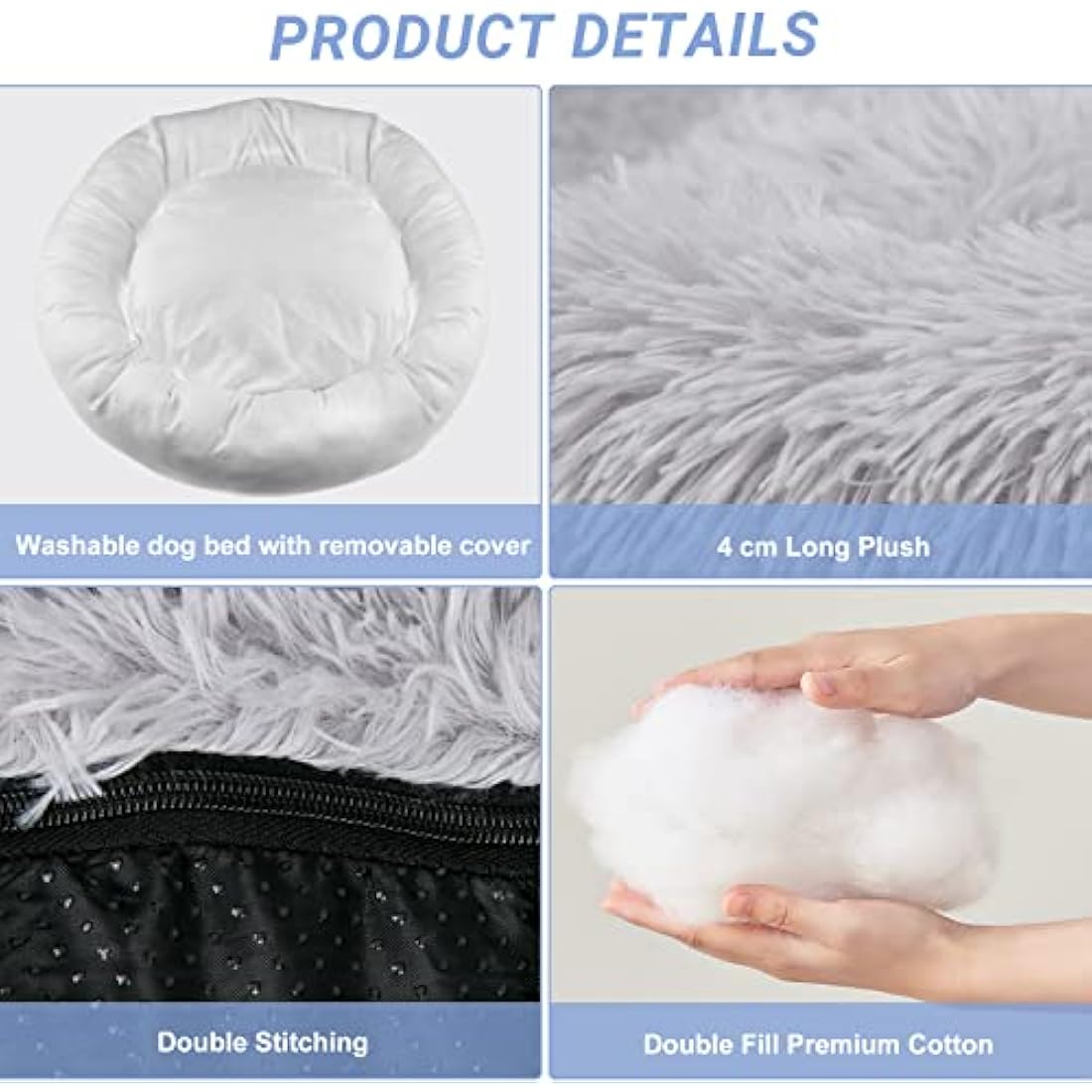 Moistu Calming Donut Dog Bed | Washable Orthopedic Plush Pet Bed - XL