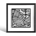 O3 Design Studio Amsterdam Paper Map Art - Black Frame, 9x9 Inches