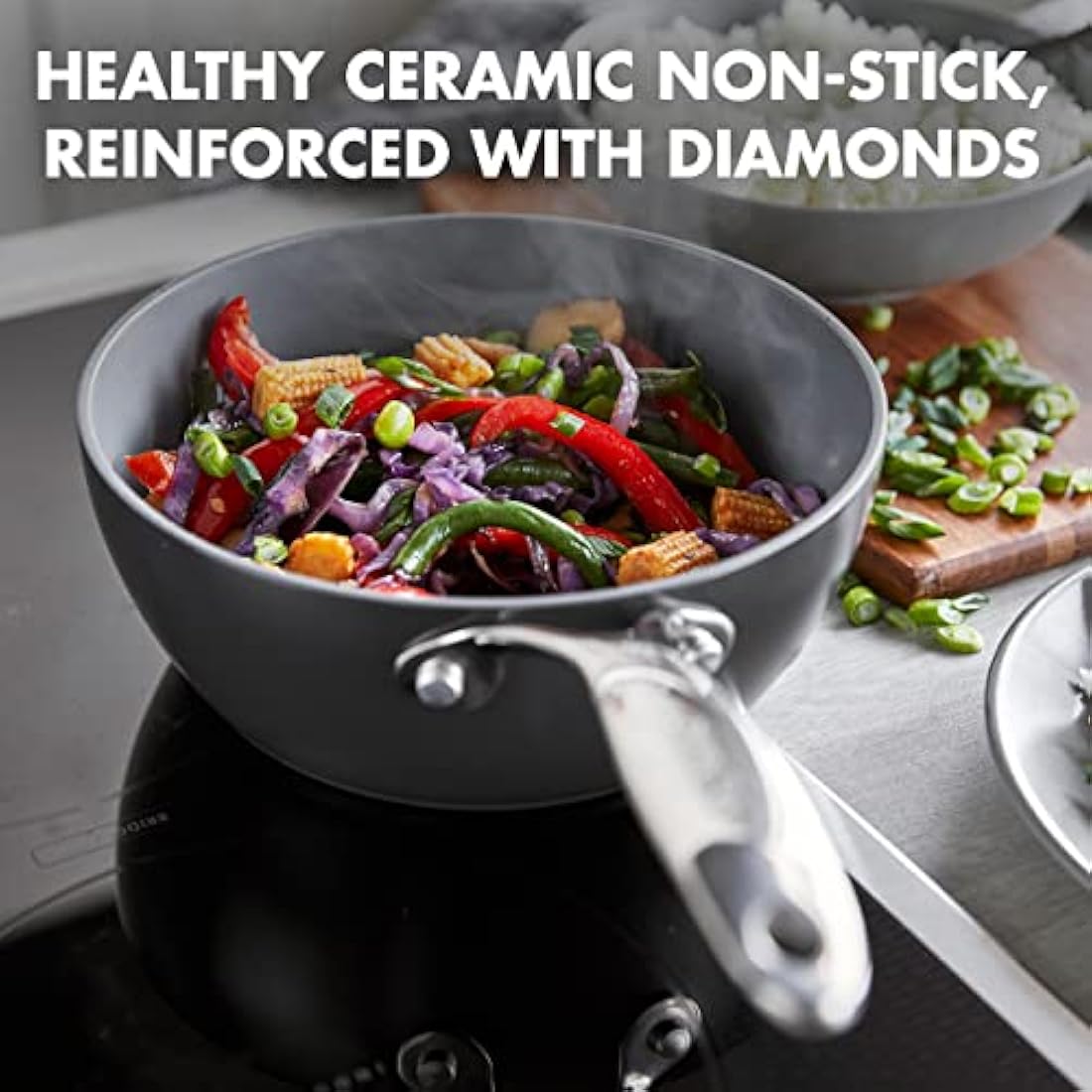 GreenPan Valencia Pro Ceramic Non-Stick 20cm Chef's Pan | Induction Grey