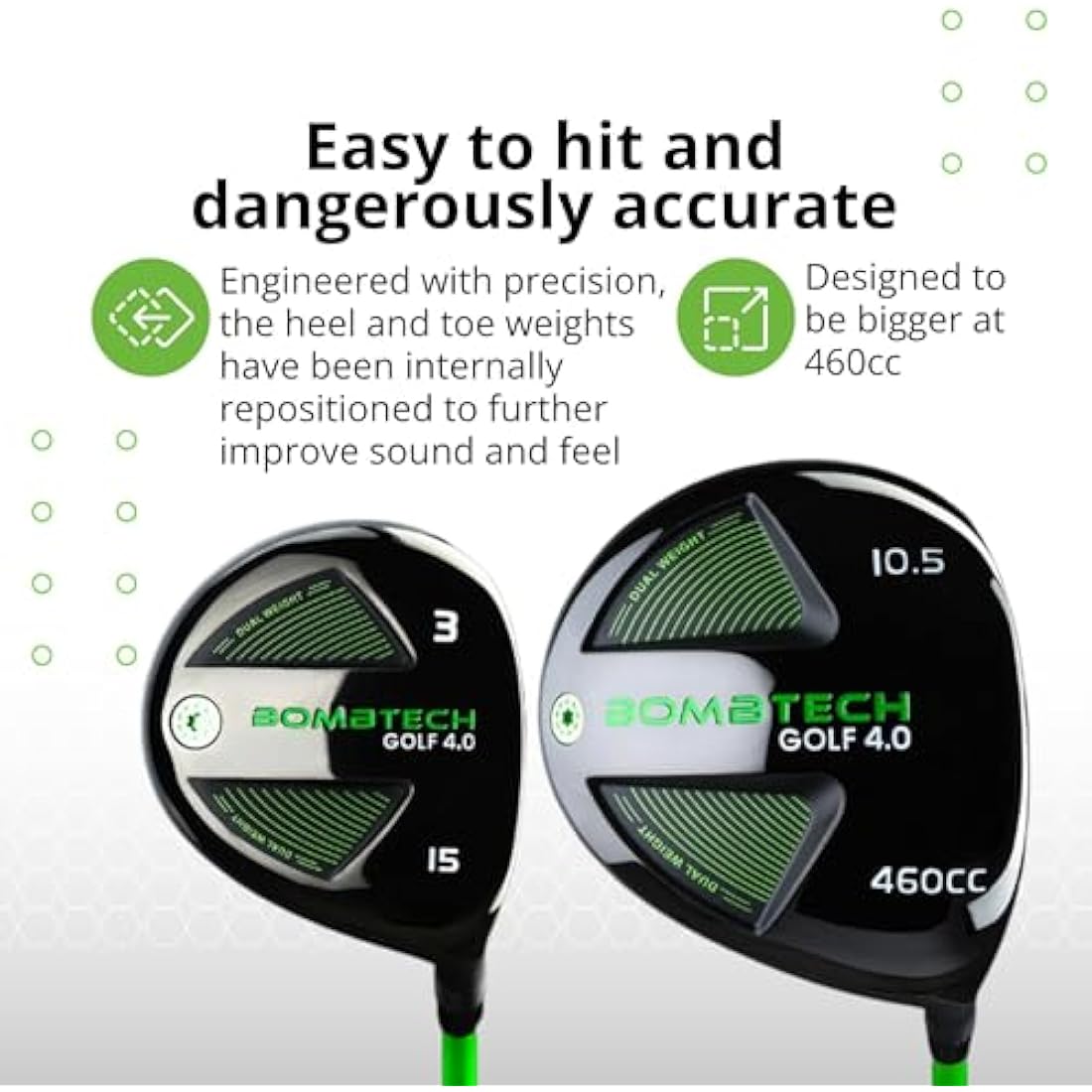BombTech 4.0 Driver and 3 Wood Bundle | Matte Black Golf Wood Set