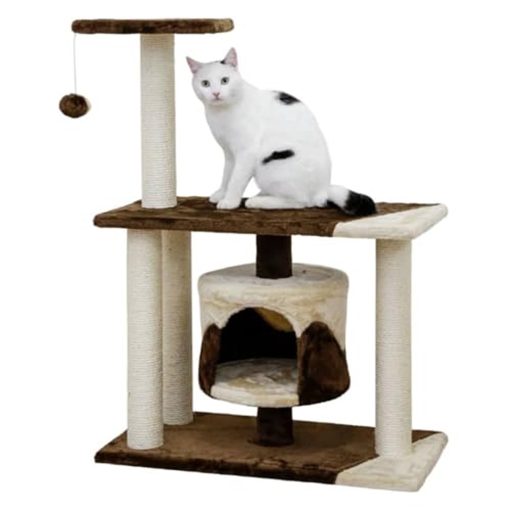 Kerbl Jade Pro Cat Tree – 96cm Sisal Scratching Post with Cave, Beige