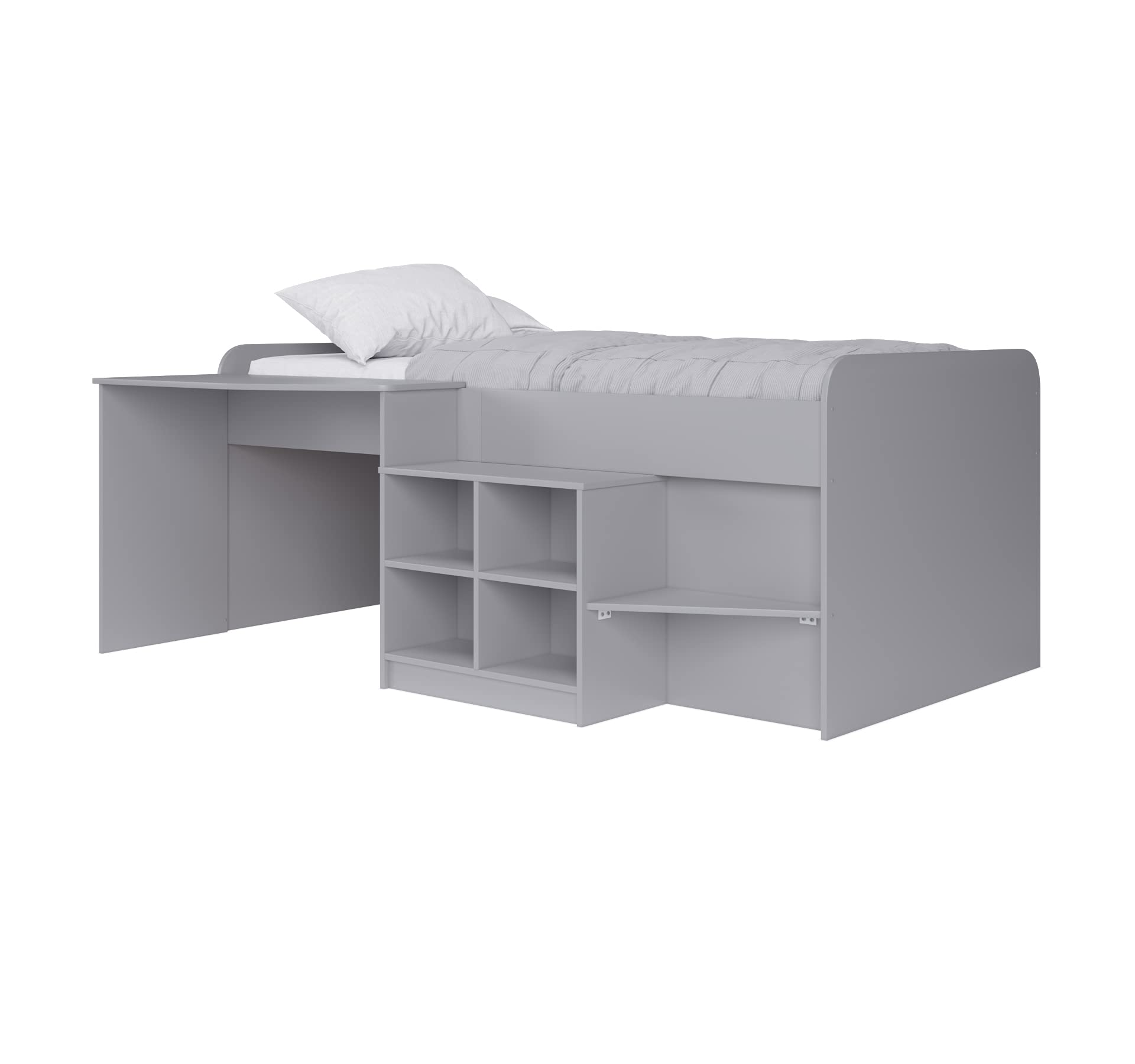 Pilot Single Cabin Bed with Desk and Bookcase - Grey