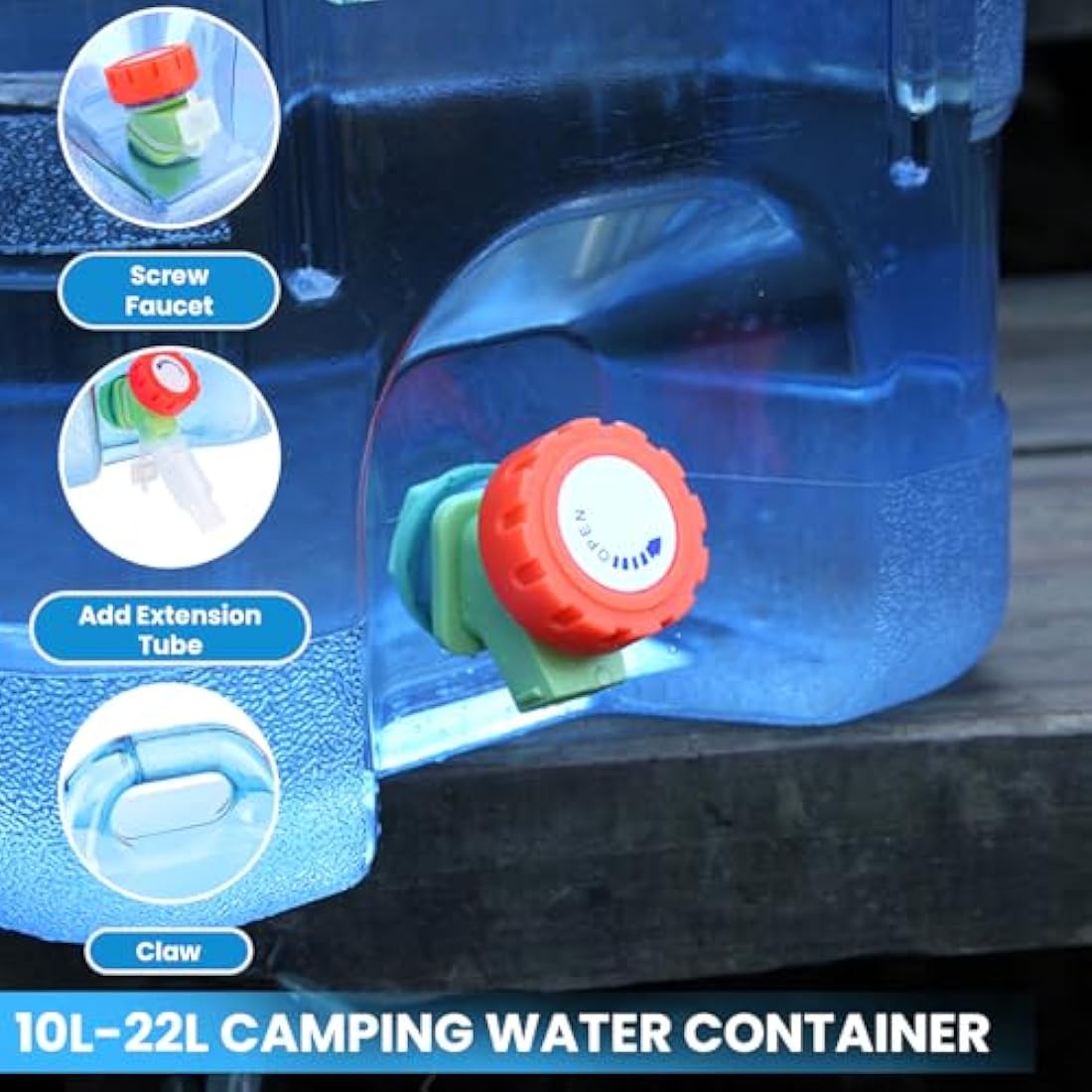 Starnearby Portable Water Container with Tap | BPA-Free Camping Bucket