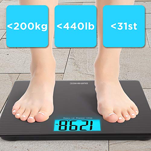 Duronic Digital Bathroom Scales – 200kg Capacity Non-Slip Black