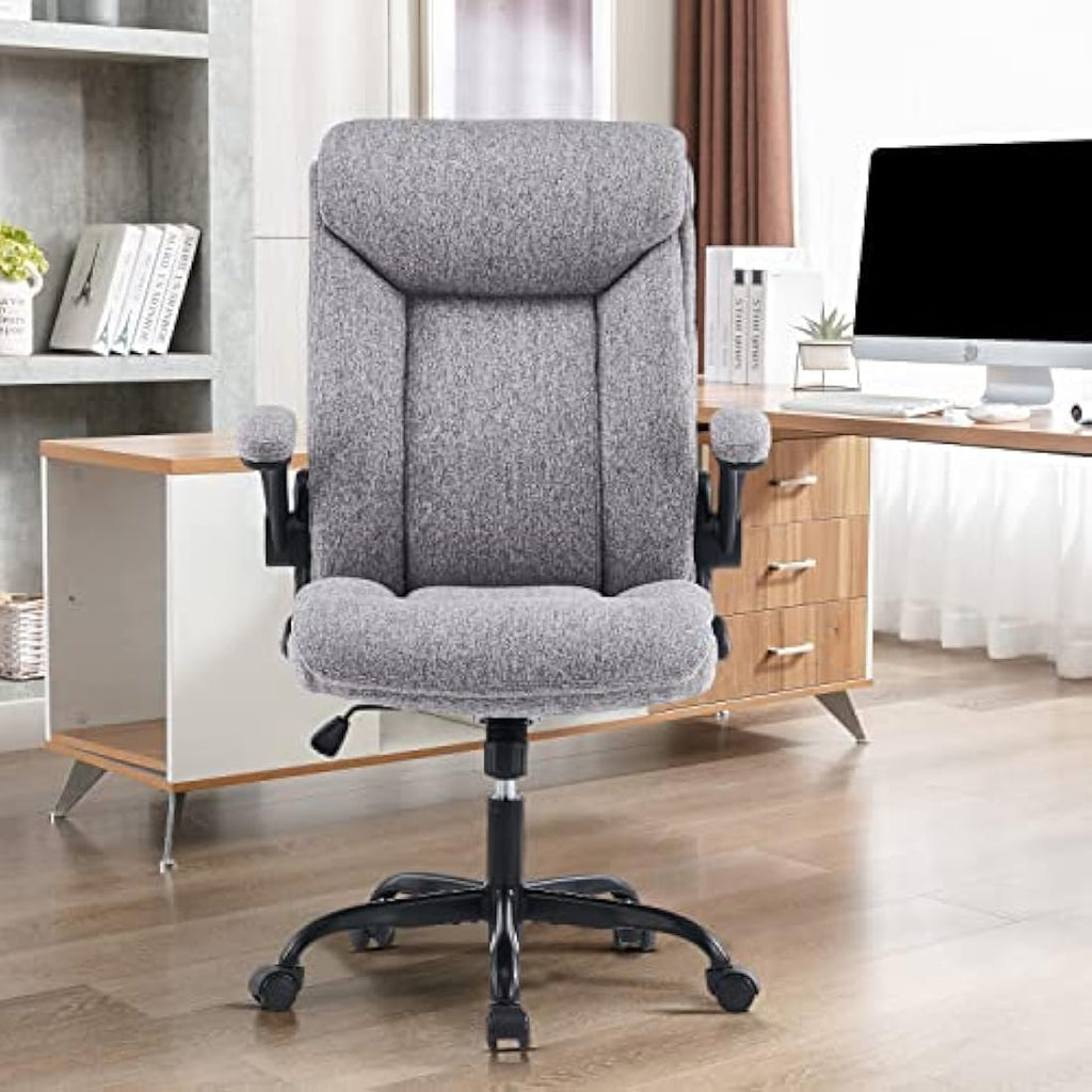 MZLEE Ergonomic Executive Office Chair – Grey Fabric Swivel Desk Chair