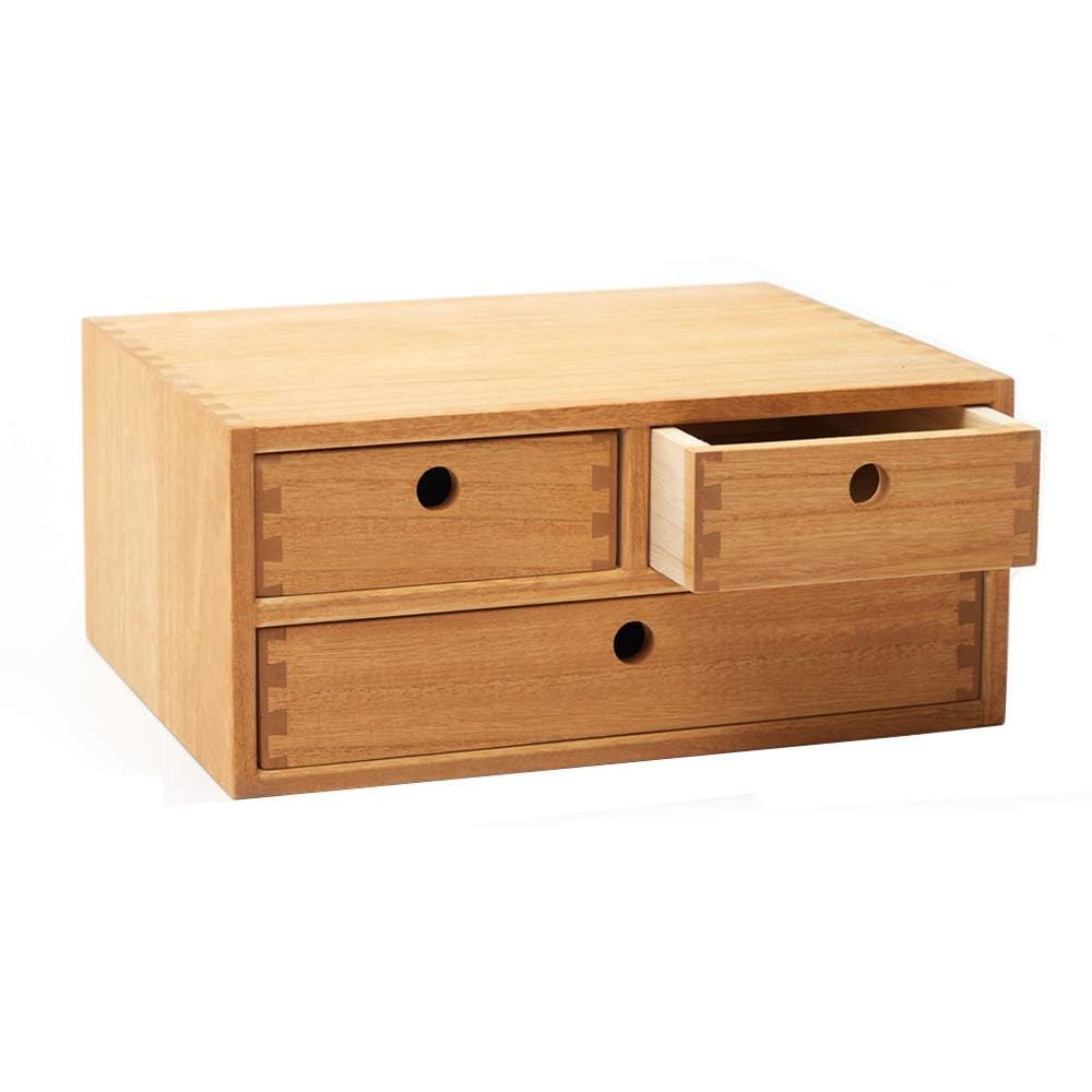 KIRIGEN Solid Wood Desktop Organizer | 3-Drawer Office Storage Cabinet