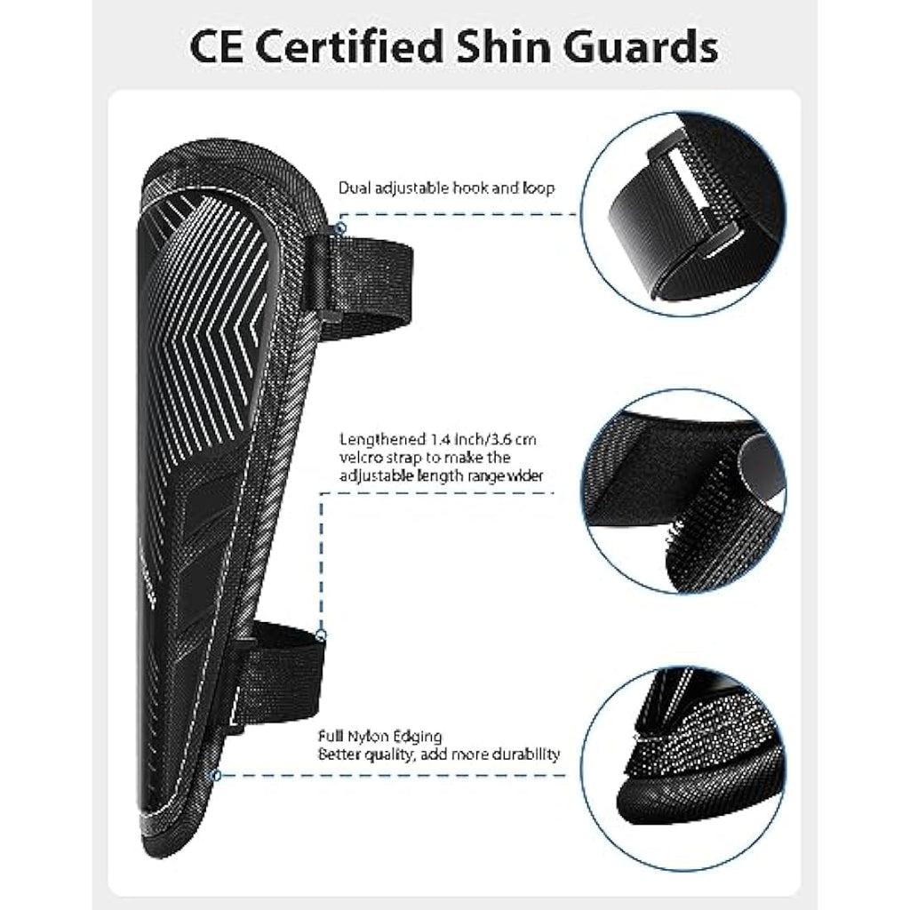 AirsFish Kids Football Shin Guards - CE Certified Soccer Shin Pads